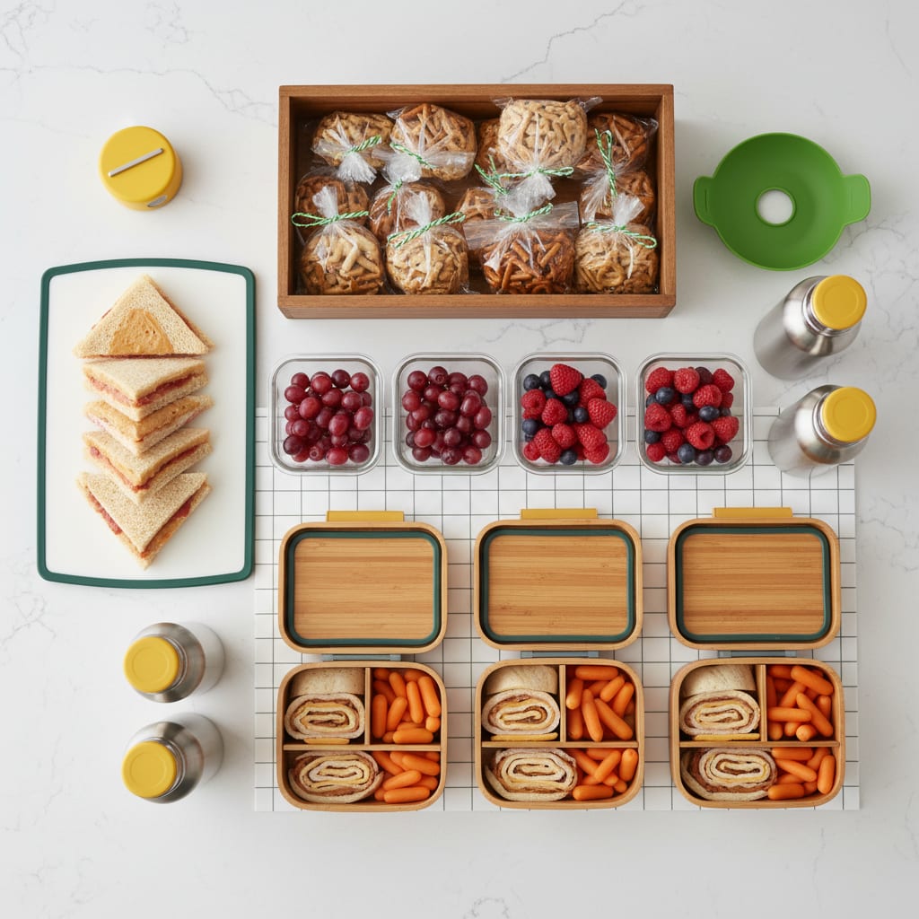 Packing 4 School Lunches in 10 Minutes (Assembly Line)